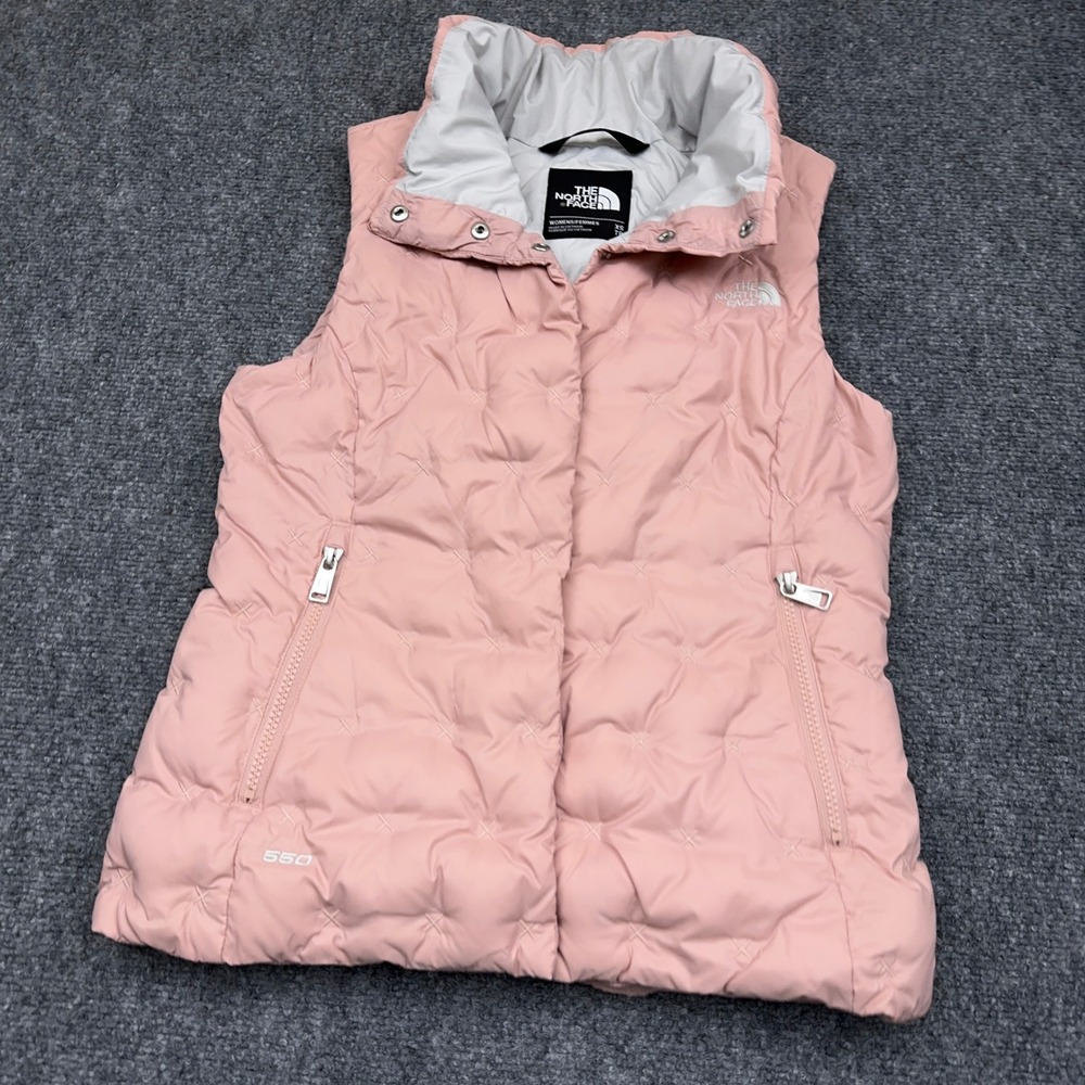 The North Face Holladown Crop Vest Women's XS Misty Rose 550-Down Puffer Snap